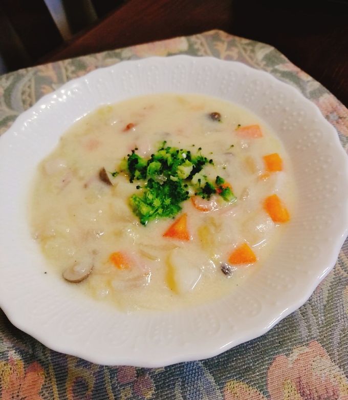 たっぷり野菜のクラムチャウダー風(豆乳) by ねずみんパラダイス