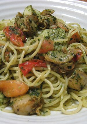 バジルとトマトとシーフードのパスタ-レシピのメイン写真