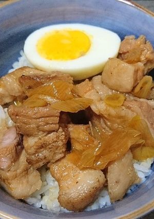 レンチンで簡単！豚角煮丼-レシピのメイン写真