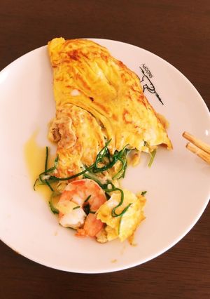 おかひじき＆小エビの和風オムレツ-レシピのメイン写真