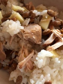納豆と鶏胸肉のさっぱり煮の混ぜご飯-レシピのメイン写真
