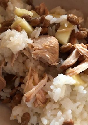 納豆と鶏胸肉のさっぱり煮の混ぜご飯-レシピのメイン写真