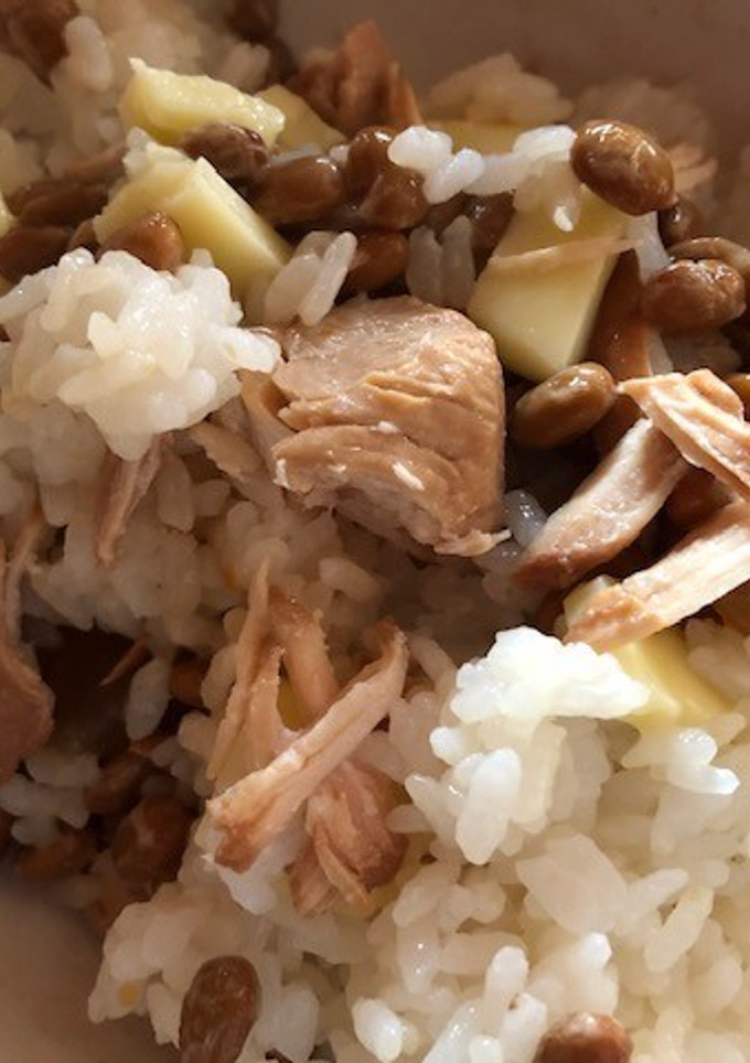 納豆と鶏胸肉のさっぱり煮の混ぜご飯-レシピのメイン写真