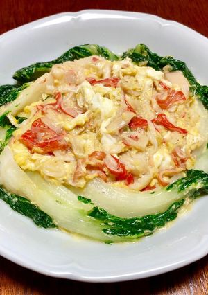 簡単に♪白菜とカニカマの卵とじ中華餡掛け-レシピのメイン写真