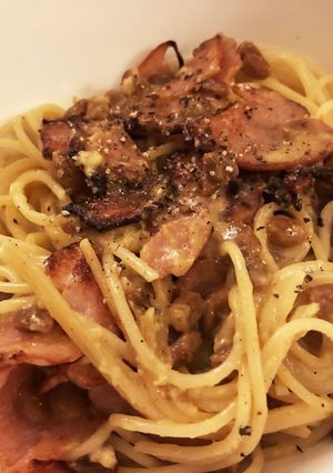 発酵食品(納豆、チーズ)でカルボナーラ-レシピのメイン写真