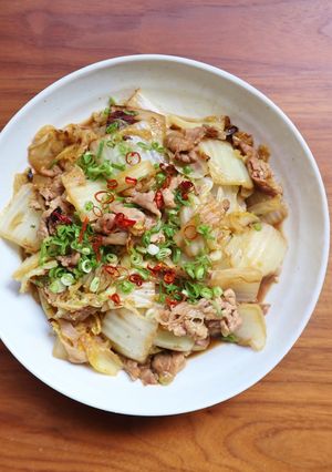 ご飯がすすむ甘辛味♪豚肉と白菜の味噌炒め-レシピのメイン写真