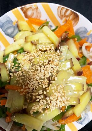 全てレンジなす豆腐梅炒めドーム蒸し-レシピのメイン写真