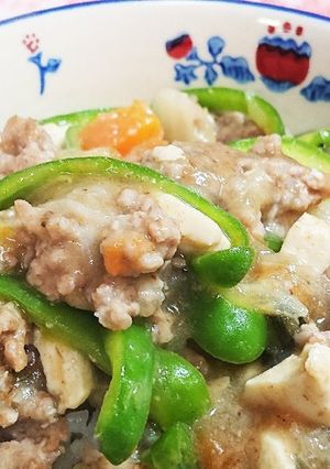 鍋の残りとしゃきしゃきピーマンあんかけ丼-レシピのメイン写真
