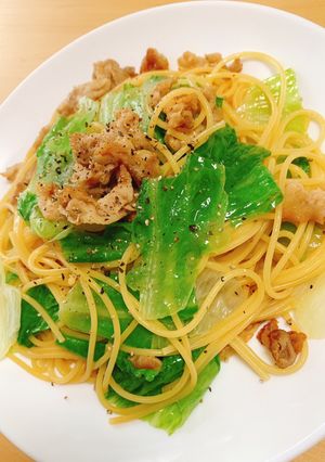 豚肉とレタスのレモンバターパスタ-レシピのメイン写真