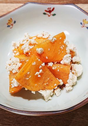 柿と木綿豆腐(カッテージチーズ風)サラダ-レシピのメイン写真