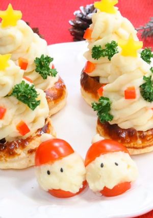 マッシュポテトのツリーとサンタクロース-レシピのメイン写真