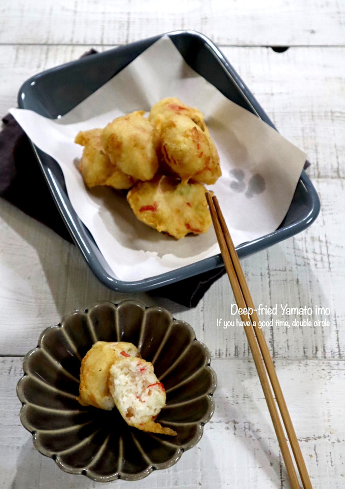 大和芋の落とし揚げ（カニかま・枝豆）-レシピのメイン写真