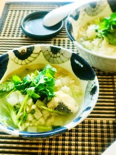 七草粥風*たらとパクチーのおかゆ-レシピのメイン写真