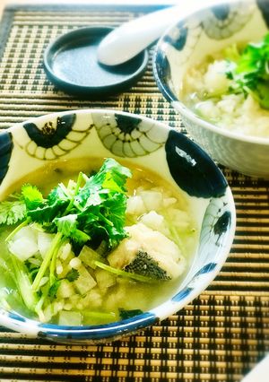 七草粥風*たらとパクチーのおかゆ-レシピのメイン写真
