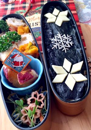 雪の結晶 クリスマス 中学生弁当 詰め方-レシピのメイン写真