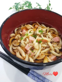 麺つゆで簡単☆あったかきのこうどん-レシピのメイン写真