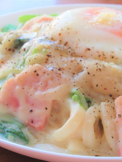 ベーコンと小松菜の豆乳クリームうどん-レシピのメイン写真