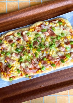 HBピザ生地で☆ソーセージと枝豆のピザ-レシピのメイン写真