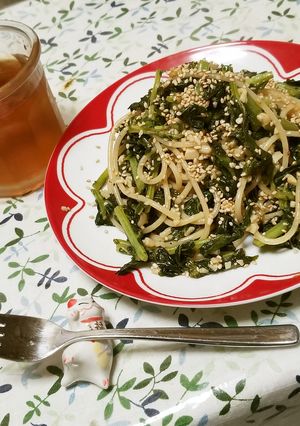 無農薬野菜　大人の味・大根葉の大蒜パスタ-レシピのメイン写真
