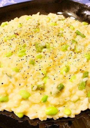 緑の野菜で作るチーズリゾット-レシピのメイン写真