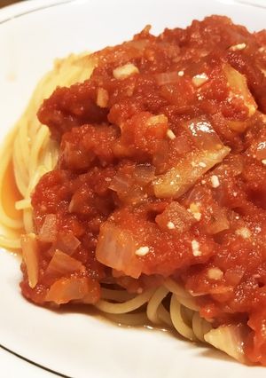 シンプル!トマトパスタにカッテージチーズ-レシピのメイン写真