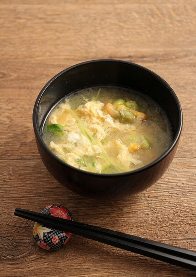 簡単！天ぷらと豆苗のお味噌汁-レシピのメイン写真