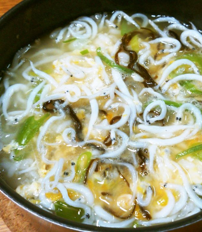 5分で朝食！　シラウオ煮干し入り玉子雑炊-レシピのメイン写真