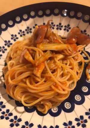 ソーセージと舞茸のトマトソースパスタ-レシピのメイン写真