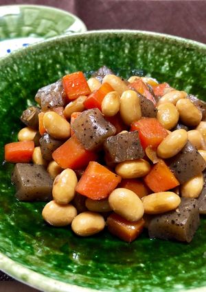大豆・人参と蒟蒻の甘辛煮＊作り置き-レシピのメイン写真
