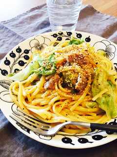やみつき☆豚肉とレタスの味噌バターパスタ-レシピのメイン写真