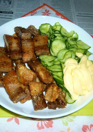 ぶりのアラの揚げ焼きときゅうりの塩もみ-レシピのメイン写真