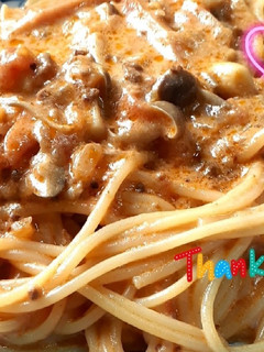 ミートソースのクリームパスタ-レシピのメイン写真