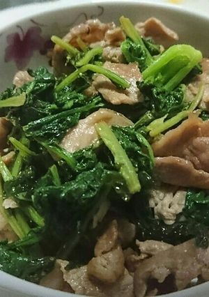 大根葉と豚こまのごま油炒め-レシピのメイン写真