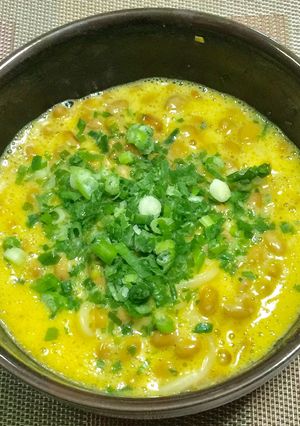 鍋いらず・チーズと納豆のぶっかけうどん-レシピのメイン写真