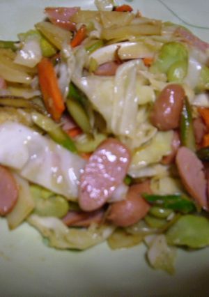 ウィンナーと野菜のわさレモバター風味炒め-レシピのメイン写真