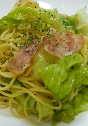 【簡単】レタスとベーコン★ゆず胡椒パスタ-レシピのメイン写真