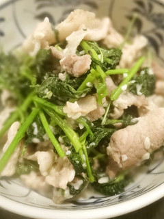 豚肉とモロヘイヤの塩麹炒め-レシピのメイン写真