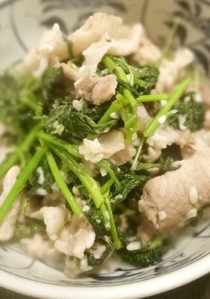 豚肉とモロヘイヤの塩麹炒め-レシピのメイン写真