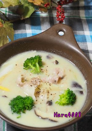 豚肉と長ネギ、キノコの味噌豆乳スープ-レシピのメイン写真
