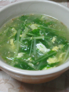 水菜とふんわり卵の中華風スープ-レシピのメイン写真