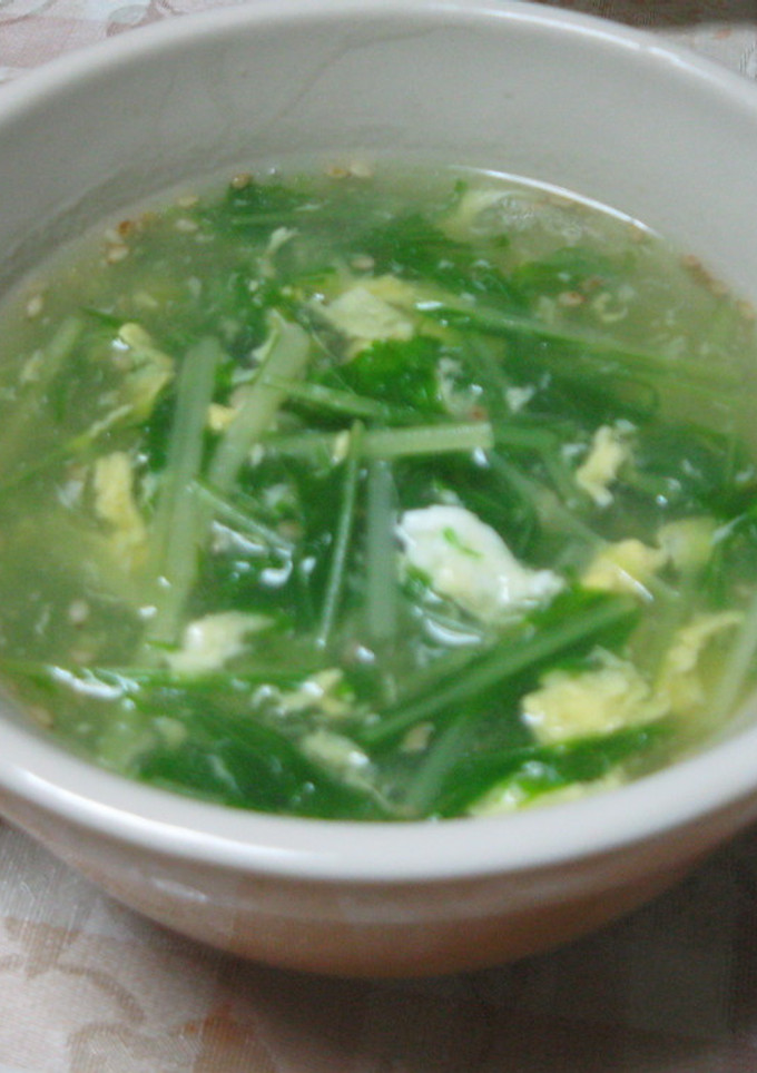 水菜とふんわり卵の中華風スープ-レシピのメイン写真