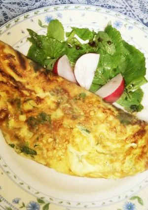 大根葉のふわふわオムレツ豆乳仕立て-レシピのメイン写真