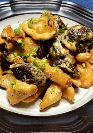 旨い！ささ身・椎茸天ぷらの胡麻油マヨ和え-レシピのメイン写真
