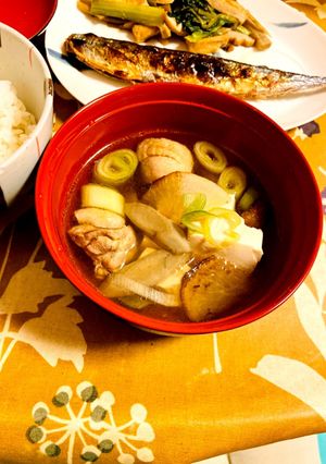 具ゴロゴロ簡単鶏肉と大根と豆腐のごぼう汁-レシピのメイン写真