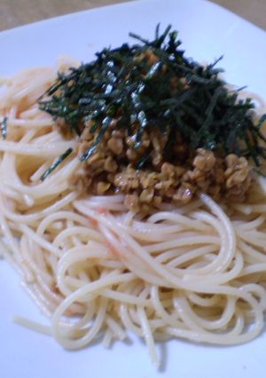 手抜き!たらこ納豆スパゲッティ-レシピのメイン写真