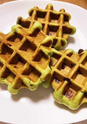 桑の葉茶と小豆甘納豆のワッフル-レシピのメイン写真