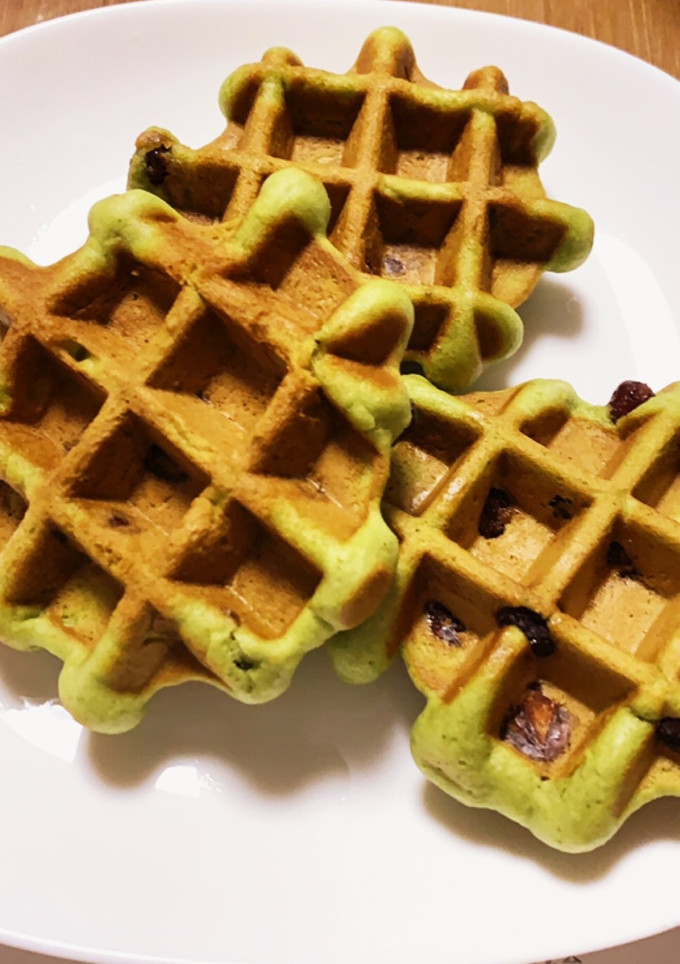 桑の葉茶と小豆甘納豆のワッフル-レシピのメイン写真