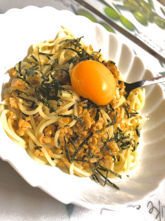 簡単!納豆と刻み海苔のスパゲティ-レシピのメイン写真
