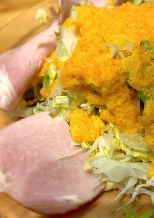 野菜とハムに!にんじん玉ねぎドレッシング-レシピのメイン写真