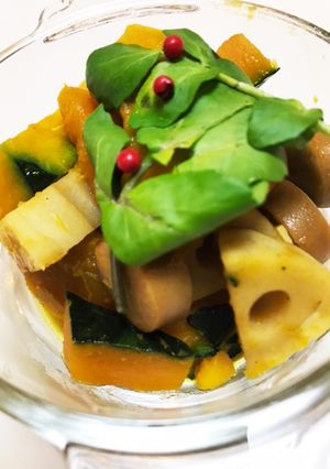 かぼちゃとレンコンのカレー風味温サラダ-レシピのメイン写真